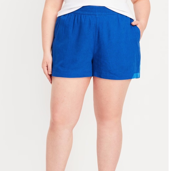 NWT OLD NAVY Matching High-Waisted Striped Linen-Blen--3.5-inch in: Sapphire Sky - Picture 5 of 7
